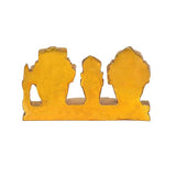 Brass Jagannath Balaram Subhadra statue, back view of three figures on base