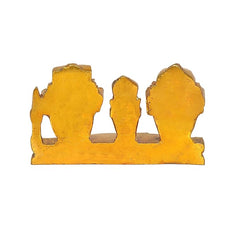 Brass Jagannath Balaram Subhadra statue, back view of three figures on base