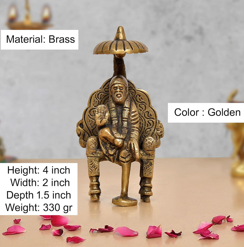 Brass Shirdi Sai Baba Statue (Height 4 Inch)