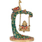 Brass Ganesha Jhula with Peacock Ganapati Statue on Swing Ganesh for Home Decor and Mandir Pooja (Height 9.5 Inch)