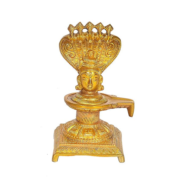 Brass Shiv Shivling Idol Shiv Lingam Home Office Temple Puja Golden Height 7 Inches Entryway Setting