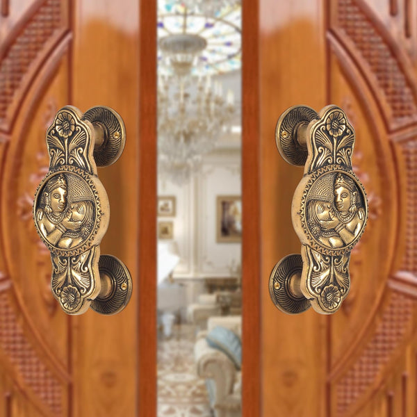 Brass Depicting Two God & Goddess Design Door Handle Pair (Pack of 2) (Height : 7 inch)