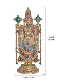 Tirupati Bala Ji brass showpiece dimensions: 46 in height, 21 in width, front view