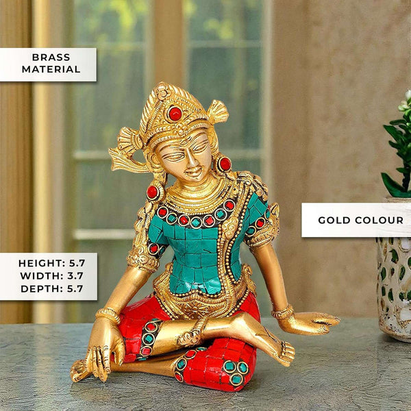Sitting God Indra Dev Brass Idol, Height : 5.75 inches Study Setting