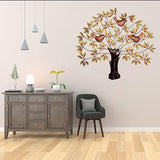 Iron wall hanging bird tree with copper birds and gold leaf branches