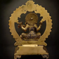 Brass Goddess Saraswati Statue Seated on an Elevated Plinth 13 inches