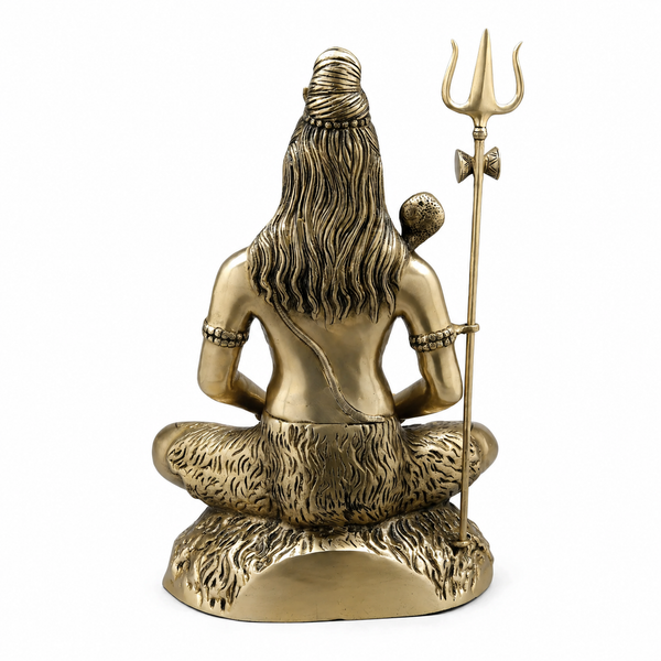 Handcrafted Brass Lord Shiva in Seated Meditation with Premium Smooth Finish (Height:24 Inches) Study Setting