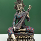 Brass Idol of Saraswati in Nepalese Style with Exquisite Inlay Work 22 inches