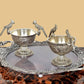 Metal Parrot Dry Fruit Bowl with Tray Silver Polish for Home Decor Room Table & Gift Diwali,Raksha Bandhan (Height: 5 inch)