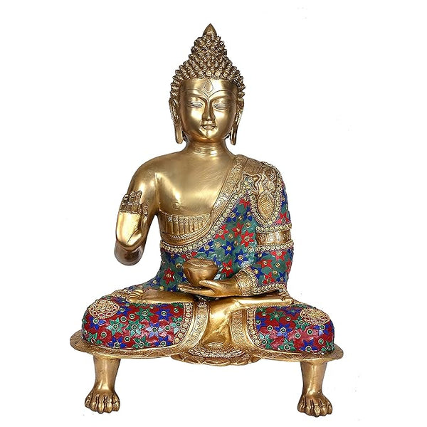 Brass Lord Buddha Decorative Idol Statue - (Brass Height 21")