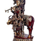 Large Size Lord Krishna with a Cow and His Flute Brass Sculpture Height 28 inches