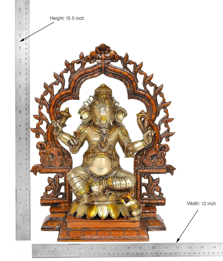 Brass Lord Ganesha Idol (Height 15.5 Inch) Craft Detail