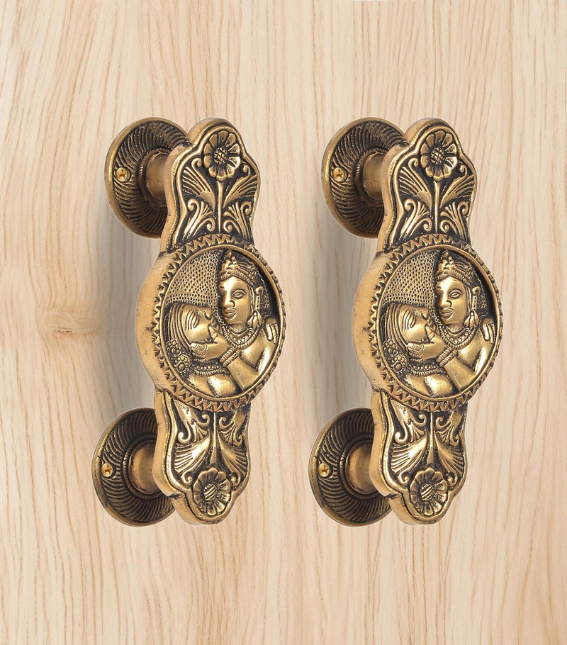 Brass Depicting Two God & Goddess Design Door Handle Pair (Pack of 2) (Height : 7 inch)