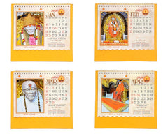 Table Calendar 2026 Sai Baba desk calendar pages showing JAN, FEB, MAR, APR in one view