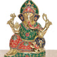 Brass Lord Ganesha Idol Sitting Ganesh Statue Decorative Sculpture for Home Decor Office Mandir Pooja Temple (Height 12Inch)