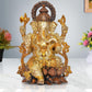 Brass Lord Ganesha Idol Sitting Ganesh Statue Decorative Sculpture for Home Decor Office Mandir Pooja Temple (Height 13 Inch)