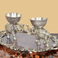 Metal Elephant Dry Fruit Bowl with Tray Silver Polish for Home Decor Room Table & Gift Diwali,Raksha Bandhan (Height: 5 inch)