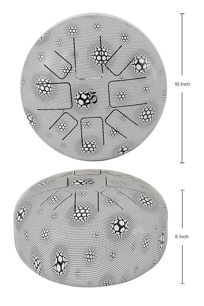 Steel Happy Drum with Rubber Musical Mallet and Travel Bag (Height : 5 inches) (Black Silver)