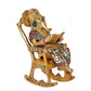 Brass Ganesha Statue Book Reading Turbaned Ganesh Sitting on Chair Sculpture, Height 7 inches