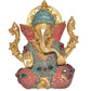 Brass Lord Ganesha Idol Ganesh Statue Decorative Sculpture for Home Decor Office Mandir Pooja Temple (Height 8 Inch)