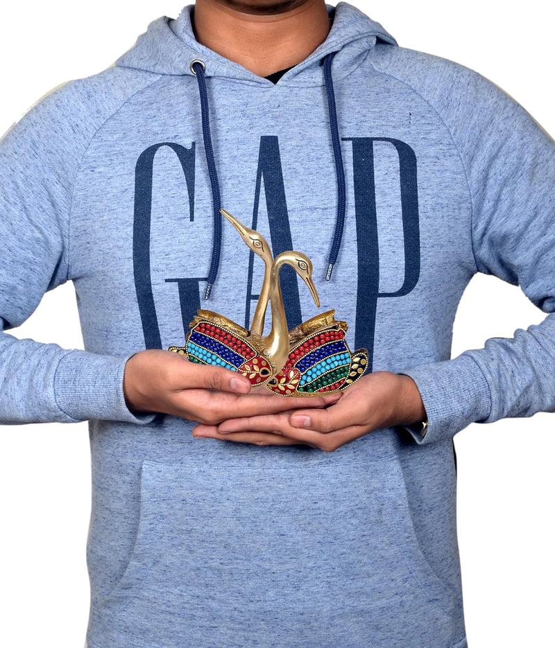 Brass Swan Pair Statue| Tissue holder | paper weight (Height: 7.5 Inches)