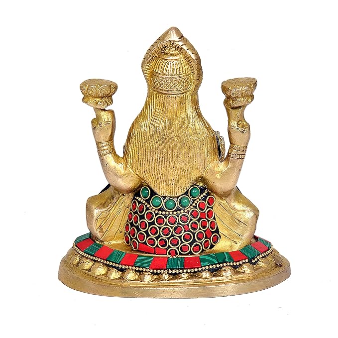 Maa Lakshmi Murti Idol Brass Multicolor Statue for Pooja, Height : 5.5 inches