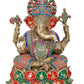 Brass Lord Ganesha Idol Ganesh Statue Decorative Sculpture for Home Decor Office Mandir Pooja Showpiece (Height 21.5 Inch)