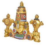 Brass Bala Ji wall hanging with jeweled crown, detailed face, and ornate attire