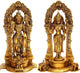 Maa Lakshmi with Lord Vishnu Decorative Idol Statue - (Brass, Height 9.5")