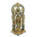 Brass Vishnu statue with prabhavali, standing figure with ornate gold detailing