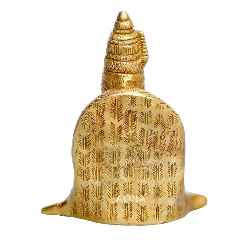 Goddess Tulja Bhavani Idol Handicraft Solid Brass Gold Height 4.2 Inches