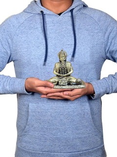 Hanuman brass idol held in hands, seated meditating statue, approx 4-inch height