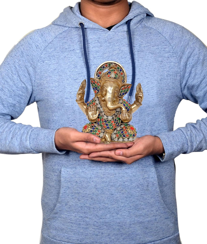 Brass Ganesh Statue Handcrafted Lord Ganesha Idol for Home Decor and Pooja - Hindu God Ganapati Figurine (Height 6.5 Inch)