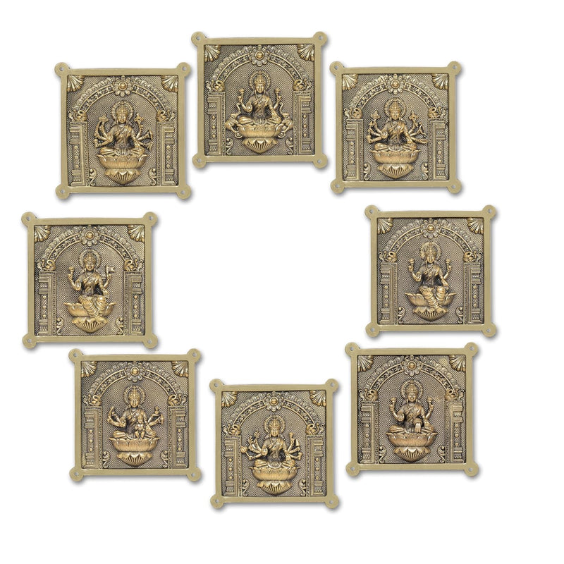 Bronze Goddess Ashtalakshmi Wall Hanging (Set of 8) (Height 4 Inch)