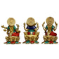 Brass Lakshmi, Ganesha and Saraswati Idol Statue Showpiece Home Temple Puja Diwali, Height 9 Inches