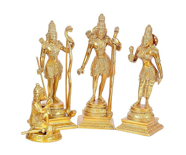 Brass Shri Ram Darbar Statue Idol Ram Darbar Rama Height 8 inch Entryway Setting