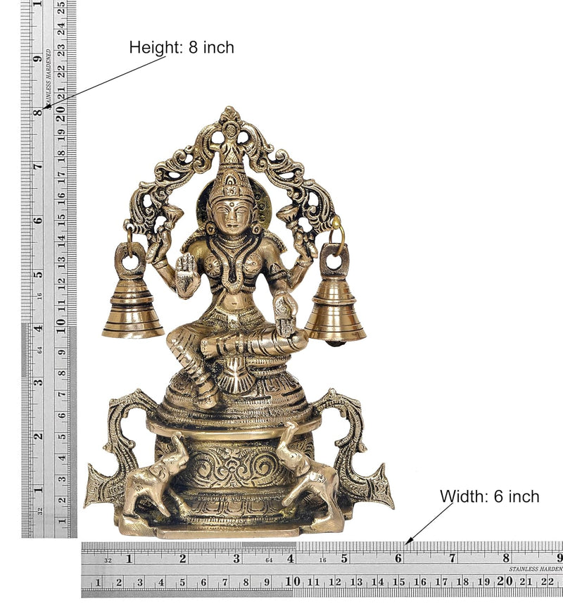 Brass Lakshmi Idol Laxmi Goddess Lakshmi Sitting Statue for The Puja Temple at Home Decor Office (Height: 8 Inch)