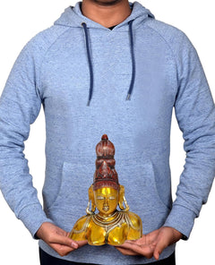 Parvati bust statue in brass, held in hands, gold face with brown crown (10 inch)