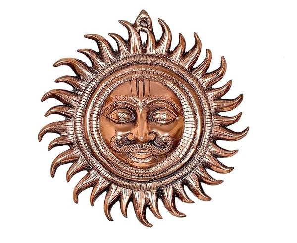 Metal Sun Statue for Wall Hanging Home Decor | Height : 13.5 inches (Large) Mandir Setting