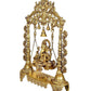 Brass Lord Ganesha Swing with Three Bells Idol Figurine Showpiece Home Office Temple Decor Golden Height