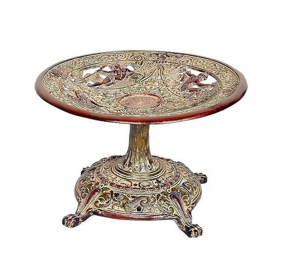 Brass Designer Fruit Basket Table Top Table Decor Decorative Showpiece Home Decor Gift Item Multicolour Height 5.5 Inches Study Setting