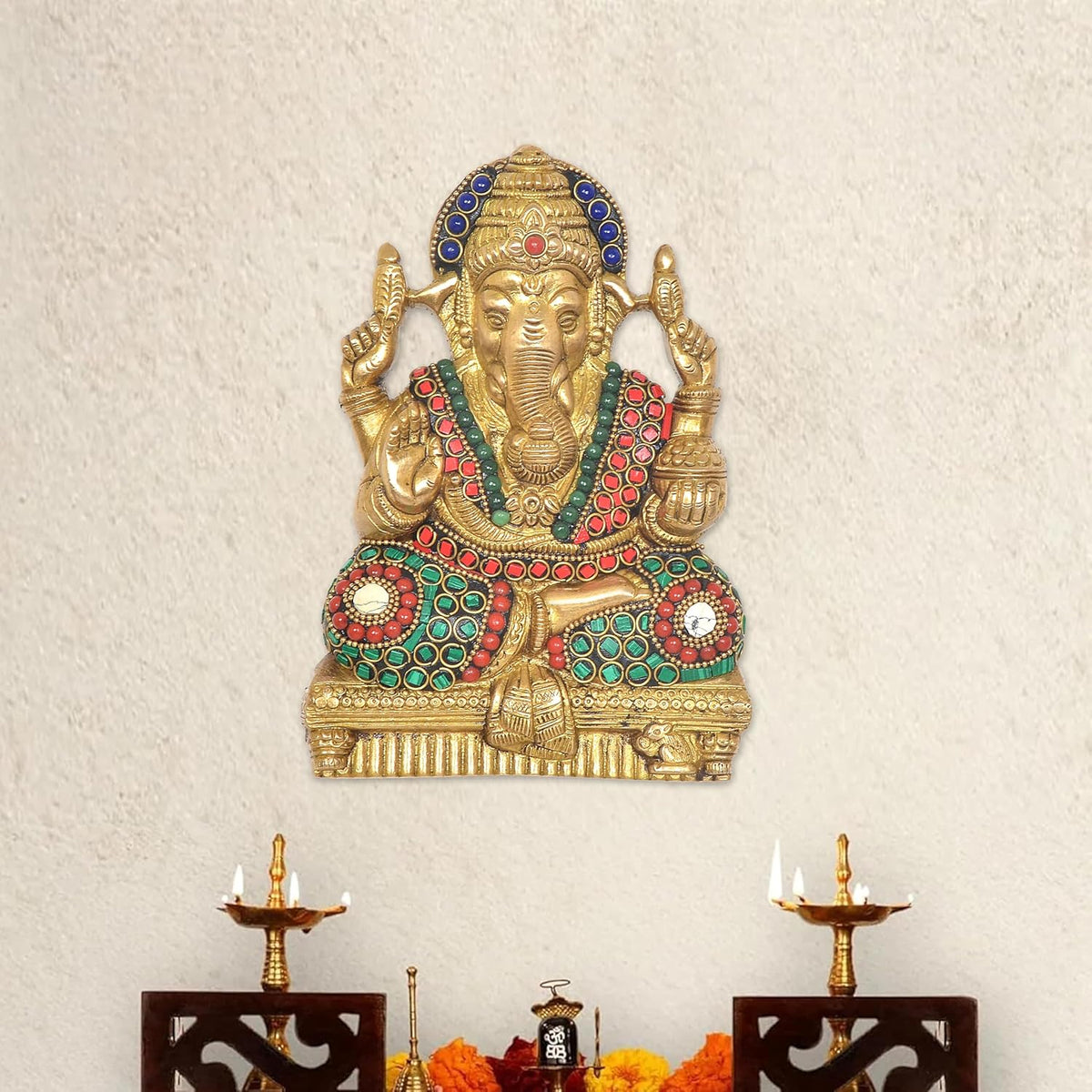 Brass Ganesha Wall Hanging (Height:7 Inch)