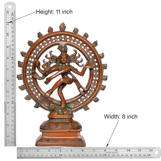 Brass Natraj Lord Shiva Dancing Natraj Brass Idol Statues for Home Decor and Ofice Multicolor (Height: 11 inch)