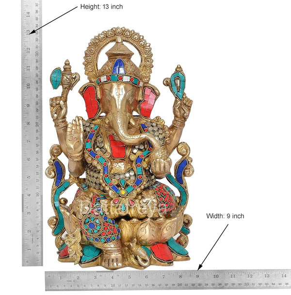 Brass Mangalkari Ganesh Statue (Height 13 Inch) Entryway Setting
