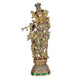 Brass Large Standing Krishna Statue with Inlay Work Idol Krishna Statue with Flute Height 30 Inch