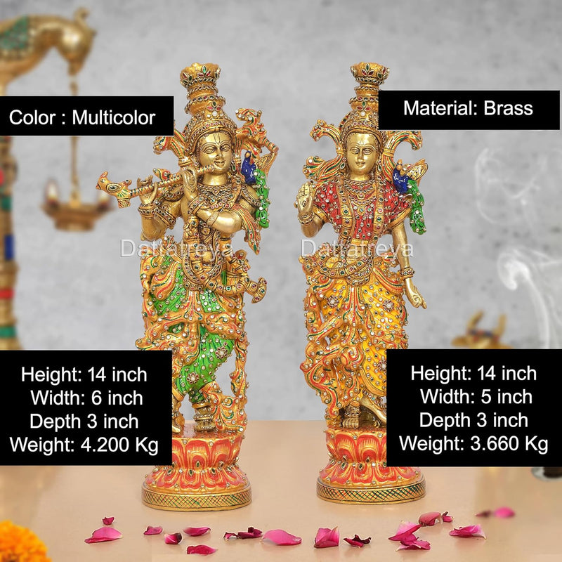Brass Radha Krishna Idol (Height 14 inch)