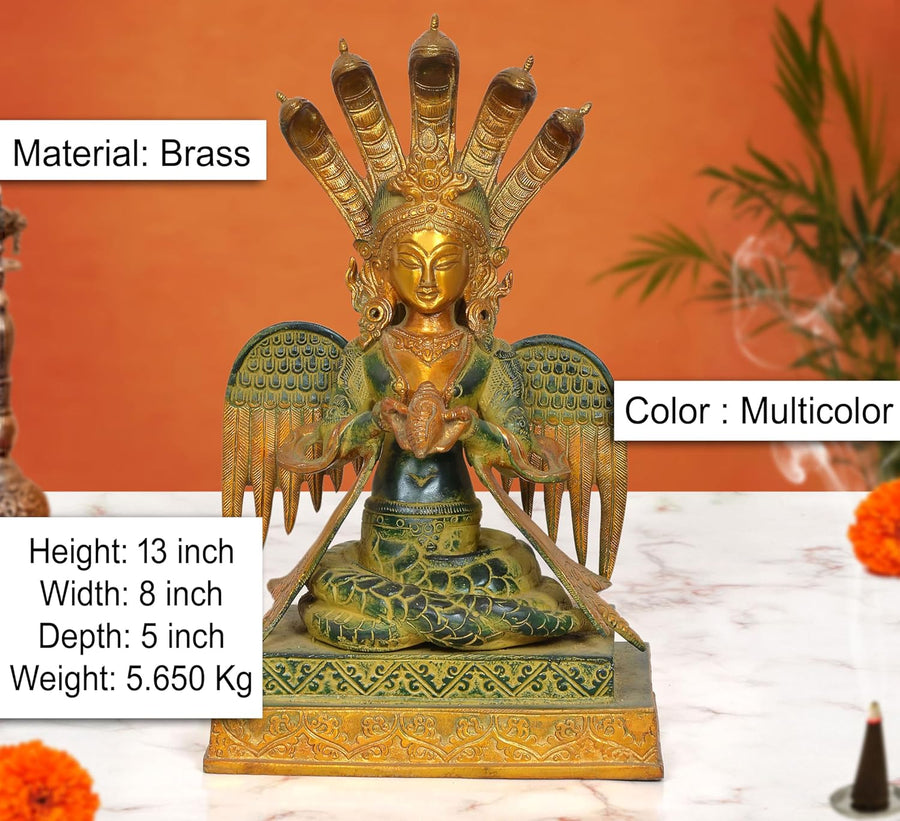 Brass Naga Kanya Statue (Height : 13 Inch) Craft Detail