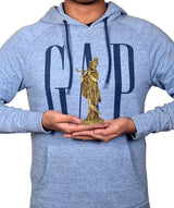 Lord Krishna brass idol figurine held in hands, 6 inch decorative showpiece