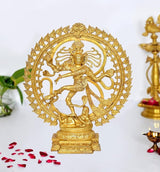 20 inch brass Natraj Lord Shiva dancing idol statue with ornate halo
