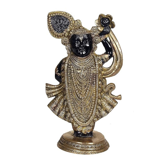 Brass Shrinath ji Idol Krishn Avatar Shri Krishna Murti Home Decor, Height : 13 inch